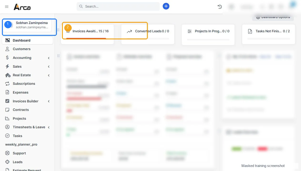 اسکرین‌شات داشبورد